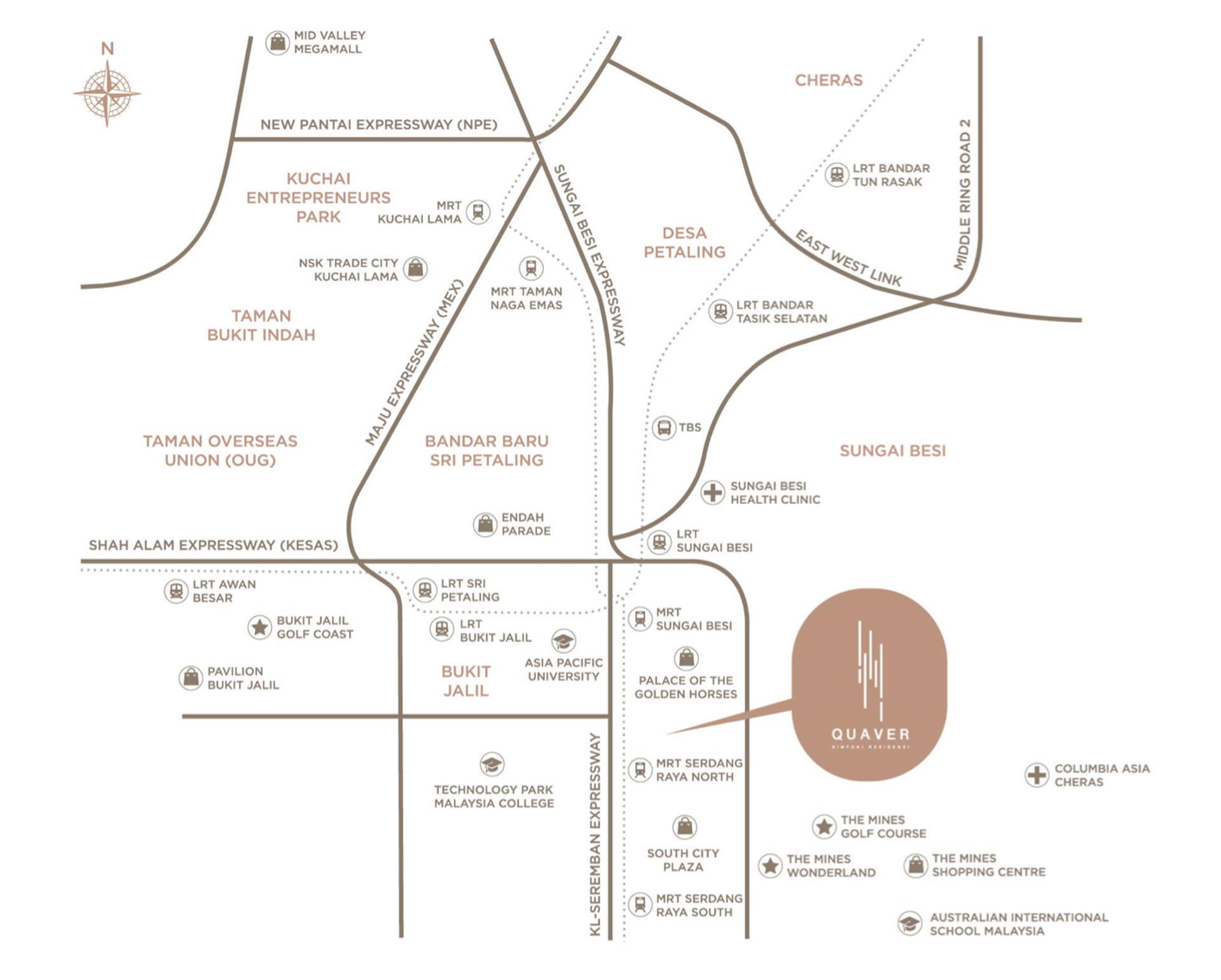 Quaver Residence location map and surrounding landmarks
